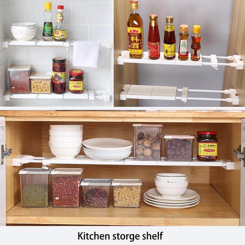 No-Drill Adjustable Kitchen Cabinet Organizer Rack