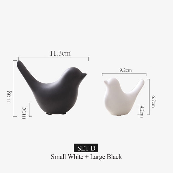 Nordic Creative Ceramic Bird Figurines