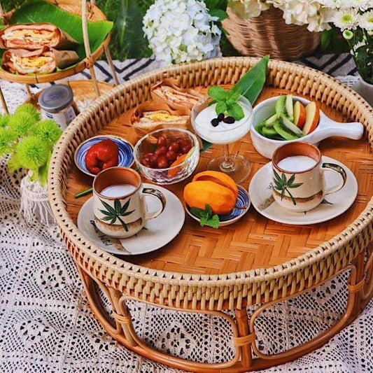 Rattan Picnic Tray Table