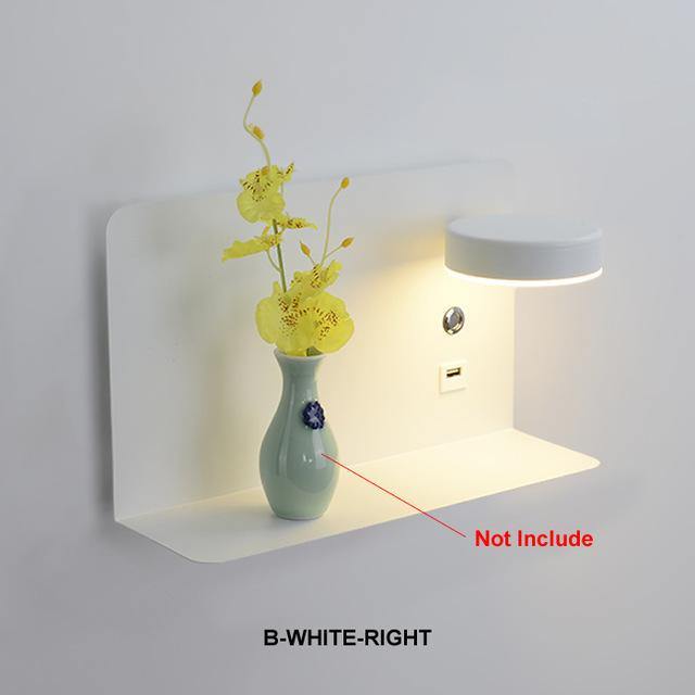 Pragmatism LED Wall Lamp Shelf with USB Phone Charger