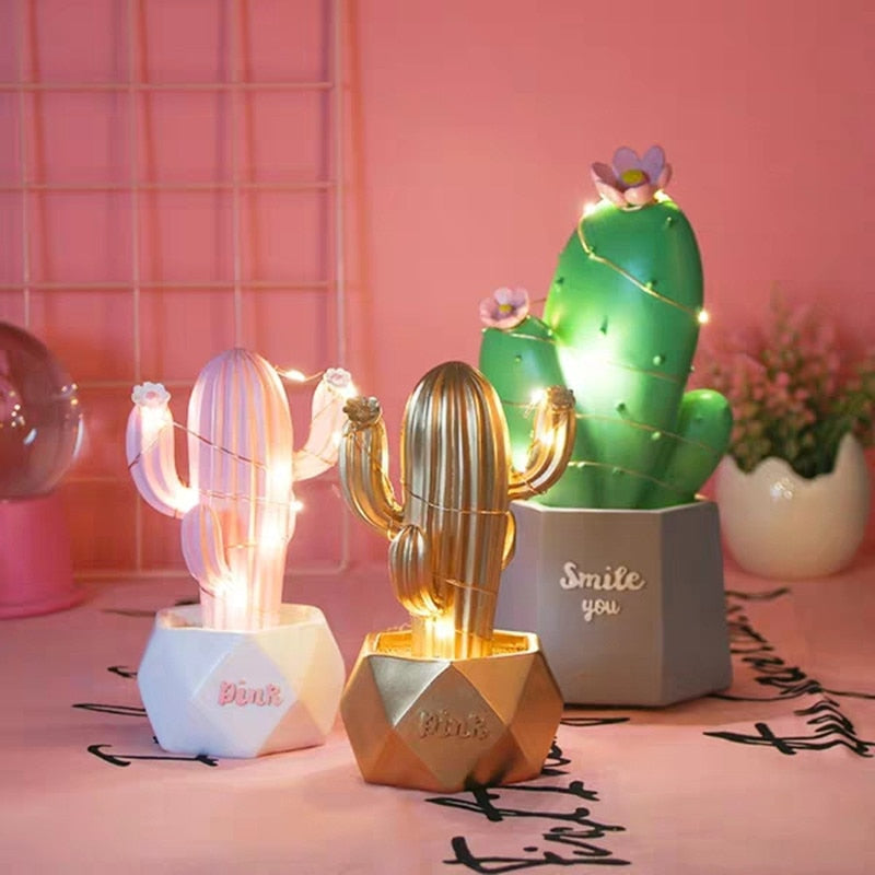 Colorful Cactus LED Table Night Lamp