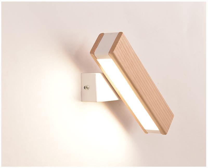 Modern Rotated Nordic Solid Wood Wall LED Lamp