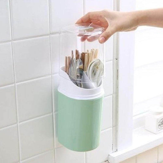 Wall Mounted Hanging Cutlery Drain Box with Lid