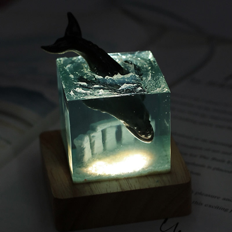 Luminous Ocean Whale Modern Resin Figurine