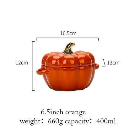 Pumpkin Shape Baking Bowl With Glazed Lid