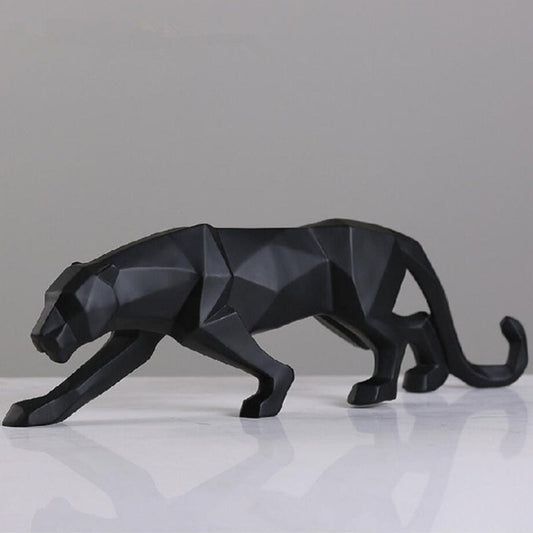 Modern Resin Geometric Black Panther Sculpture