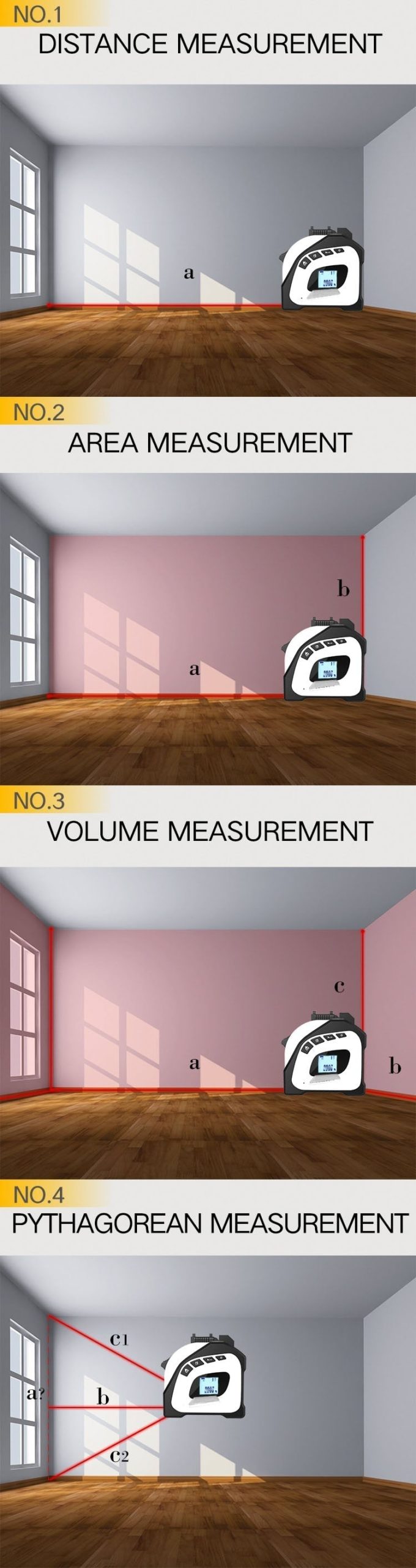 Digital Laser Rangefinder Measure Tape