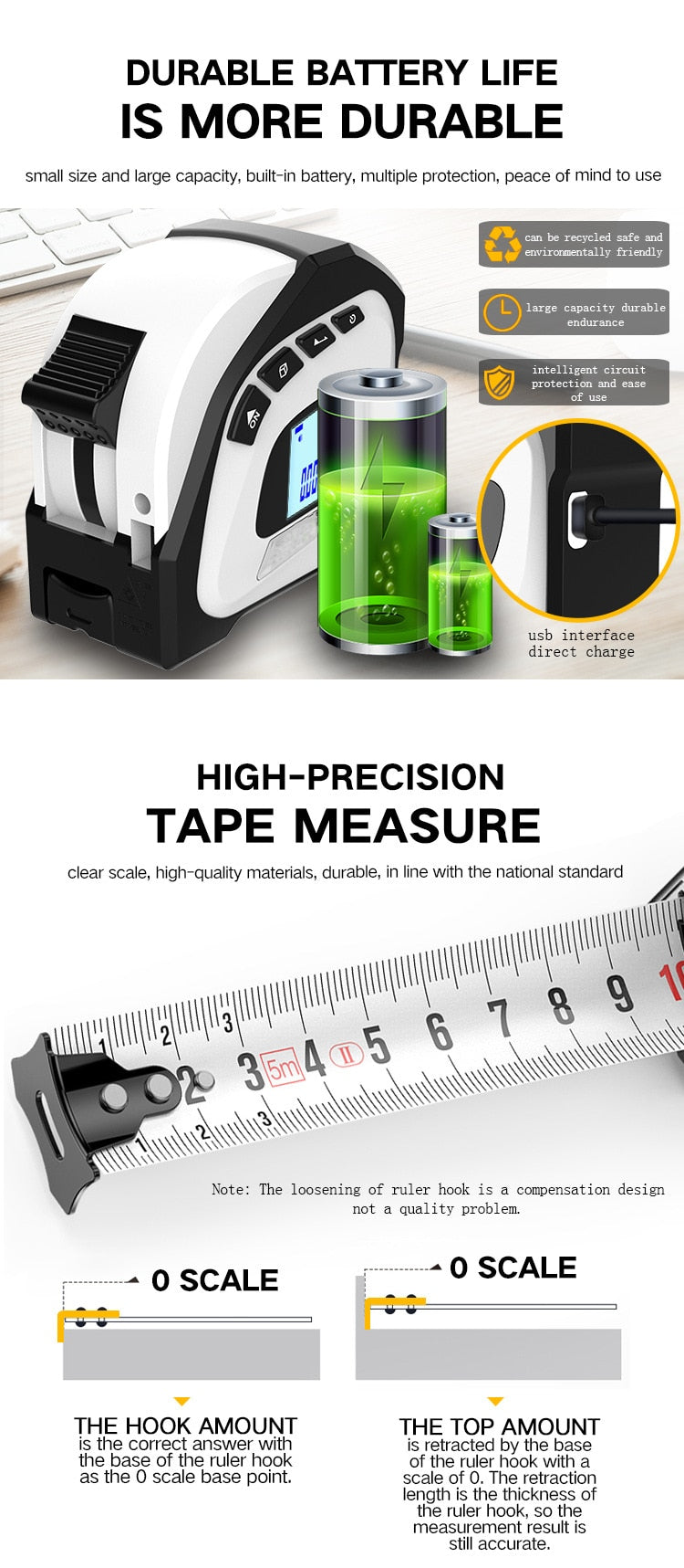 Digital Laser Rangefinder Measure Tape