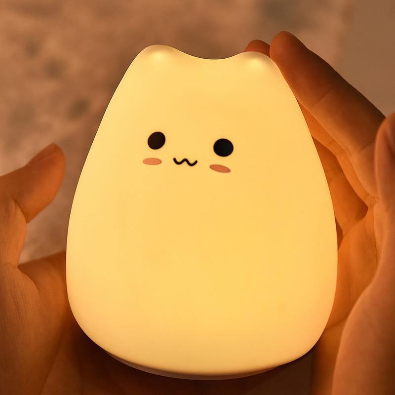 Colorful LED Silicone Touch Sensor Cat Night Lamp