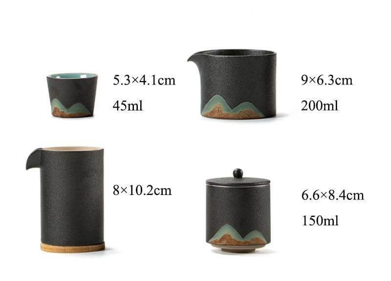 Portable Travel Ceramic Mountain Teapot With 3 Cups