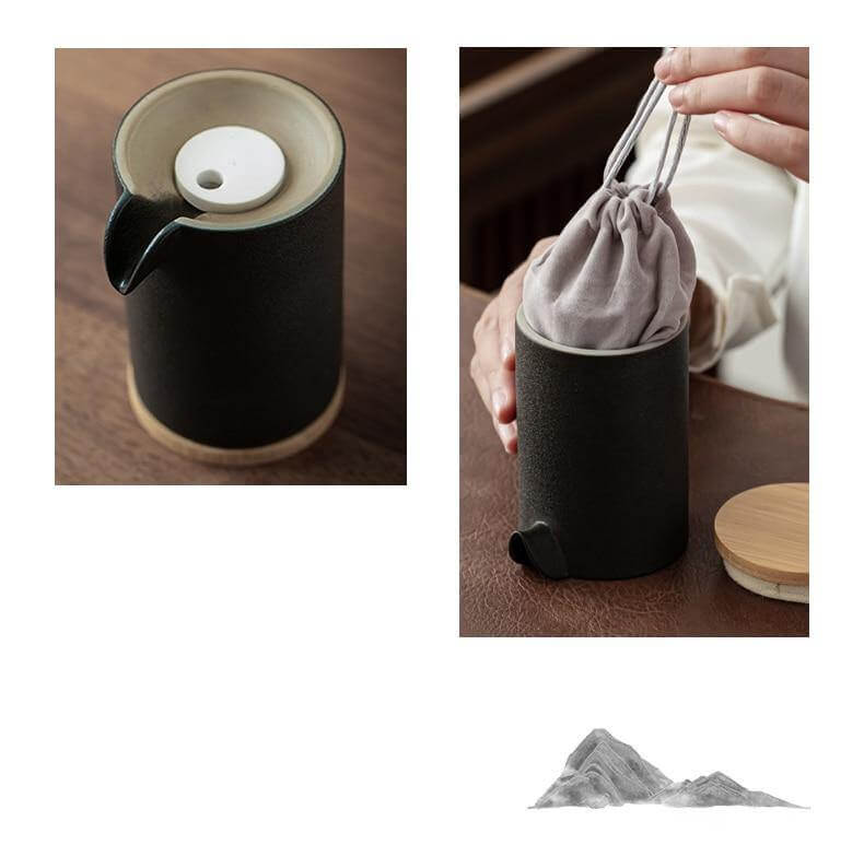 Portable Travel Ceramic Mountain Teapot With 3 Cups