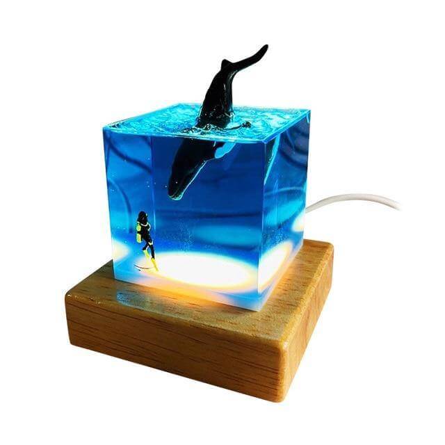 LED Night Light Shark Diver Decoration Lamp