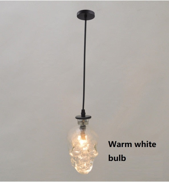 Retro Skull Glass Pendant Light