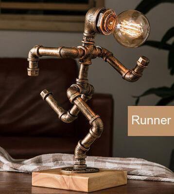 Robot Human Figures Iron Pipe Table Lamps