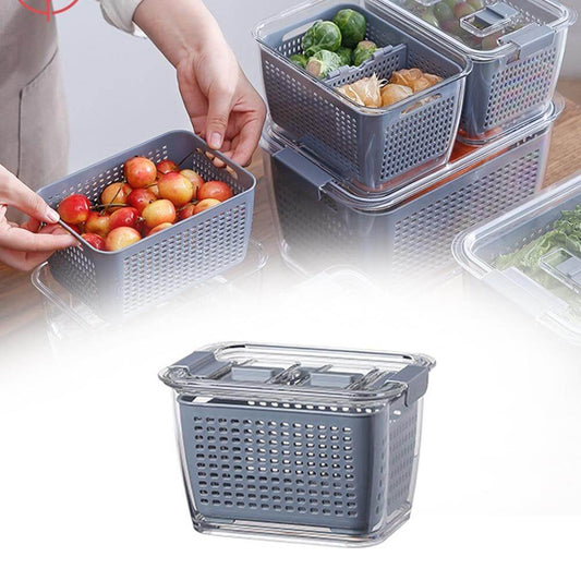 Multifunctional Vegetables &amp; Fruit Fridge Drain Organizer Box with Lid