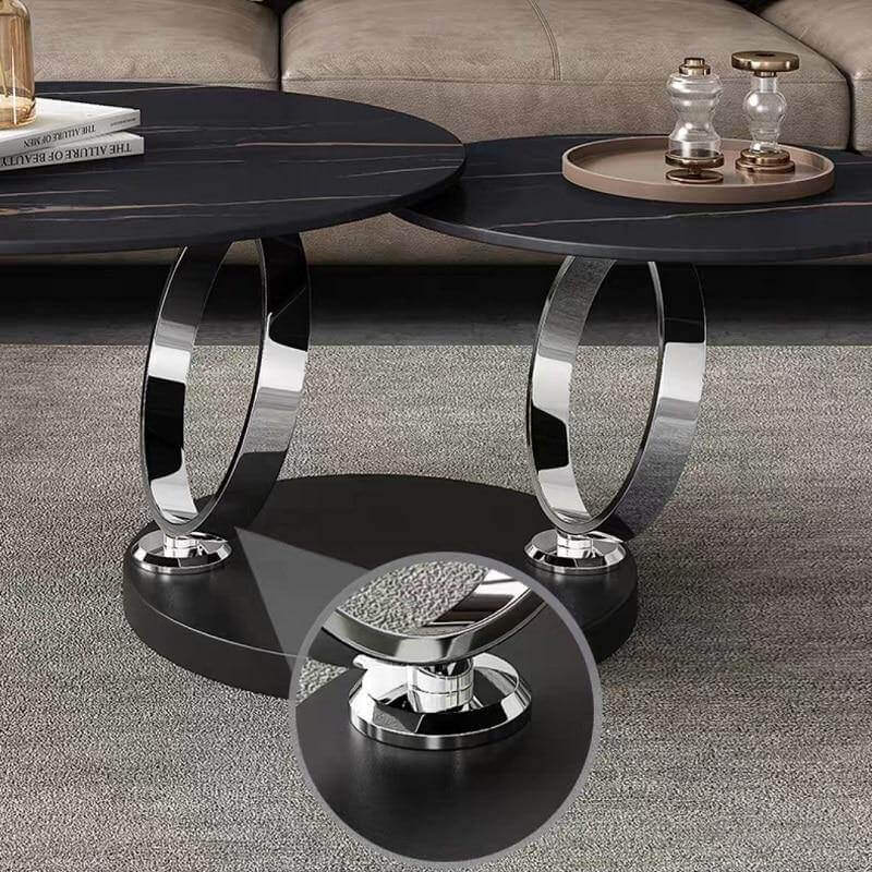 Italian Modern Two-layer Coffee Side Table with Marble Top