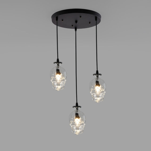 Retro Skull Glass Pendant Light