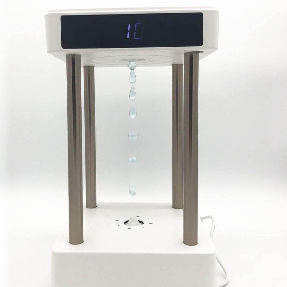 Anti Gravity Levitating Water Drops Hourglass Fountain Lamp