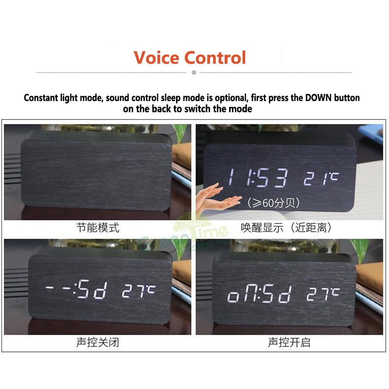 Nordic Digital Led Voice Control Alarm Clock