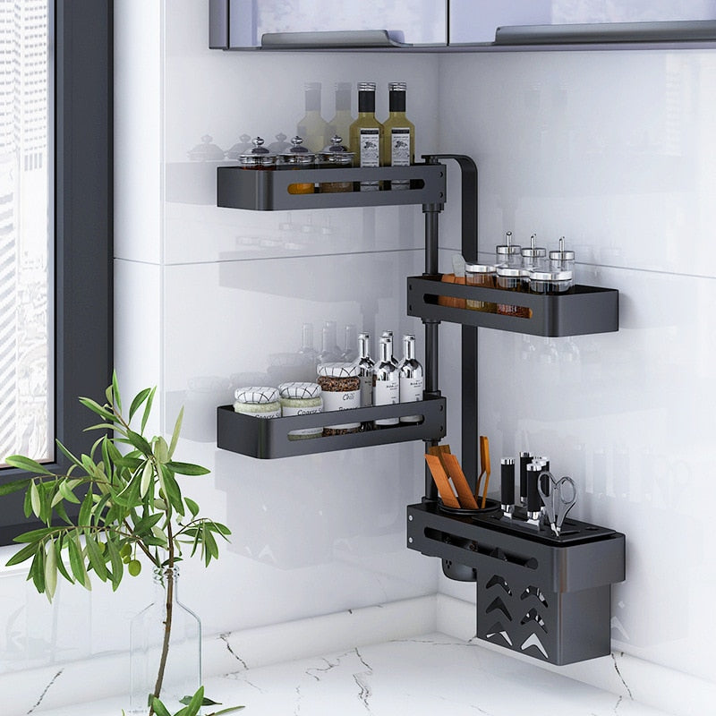 Multi-layer Punch Free Rotating Kitchen Rack