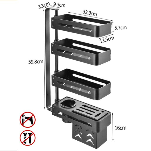 Multi-layer Punch Free Rotating Kitchen Rack