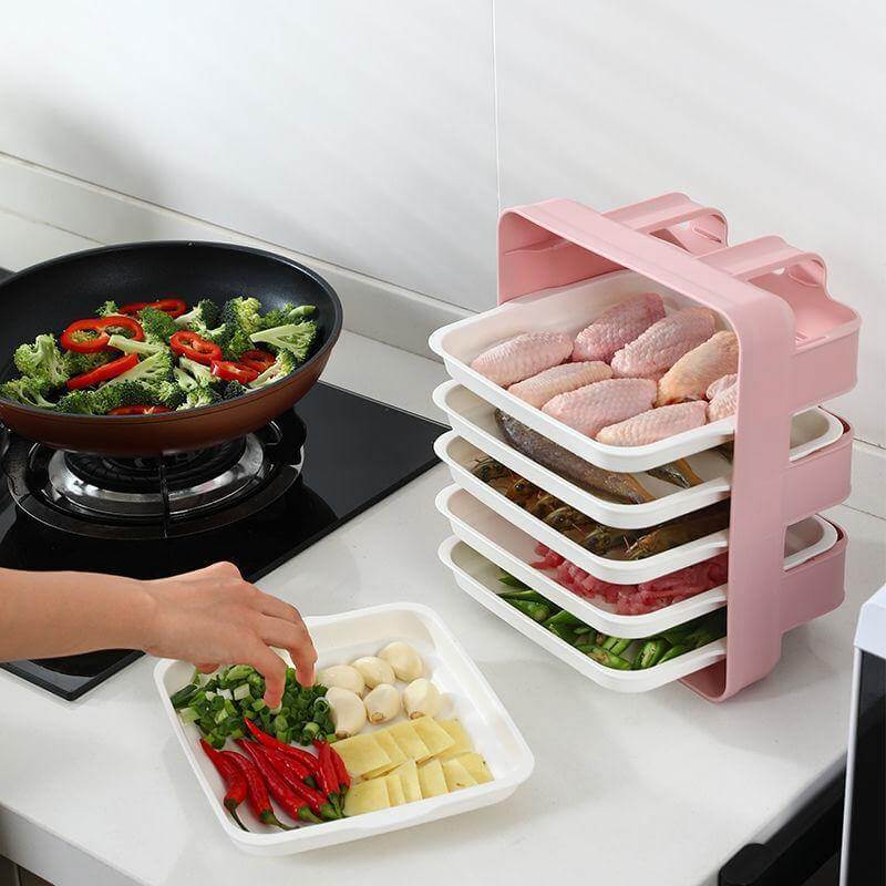 Wall-Mounted Multi Layer Kitchen Food Cooking Organizer