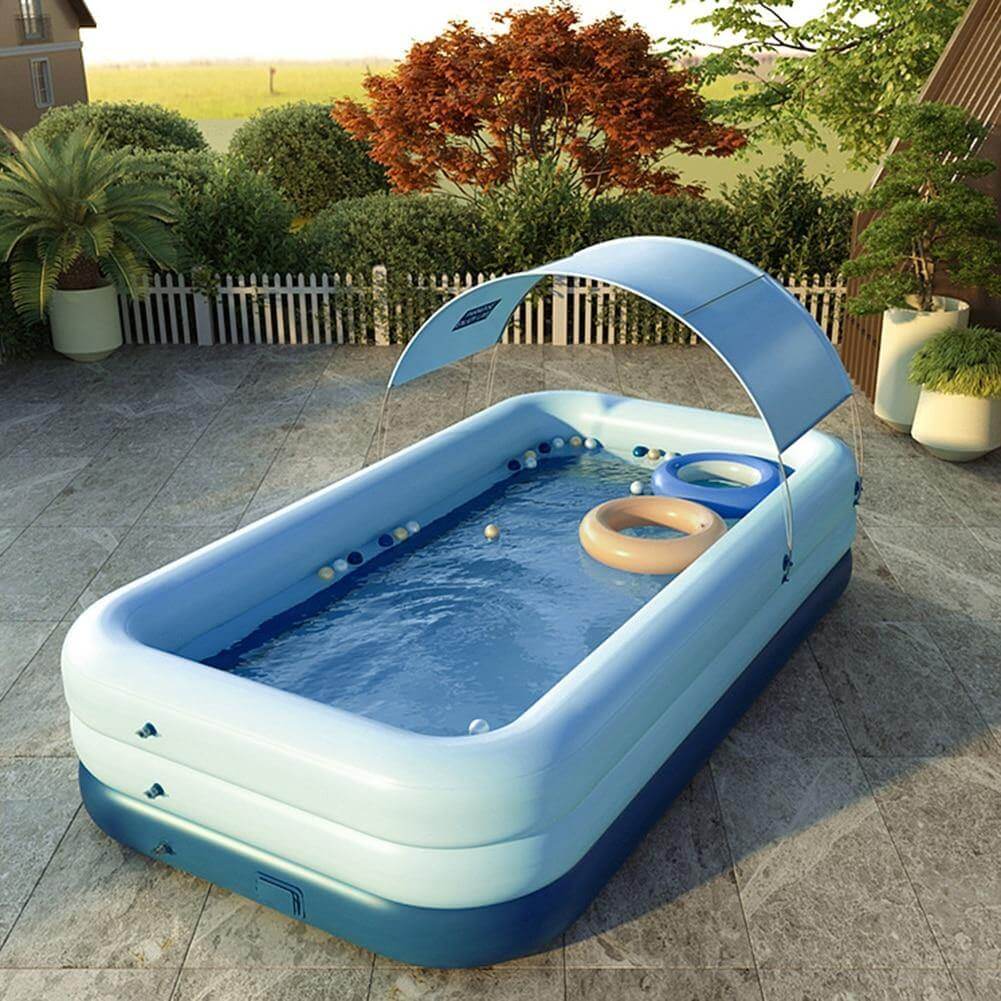Rectangle Swimming Pool Self Inflatable with Sunshade