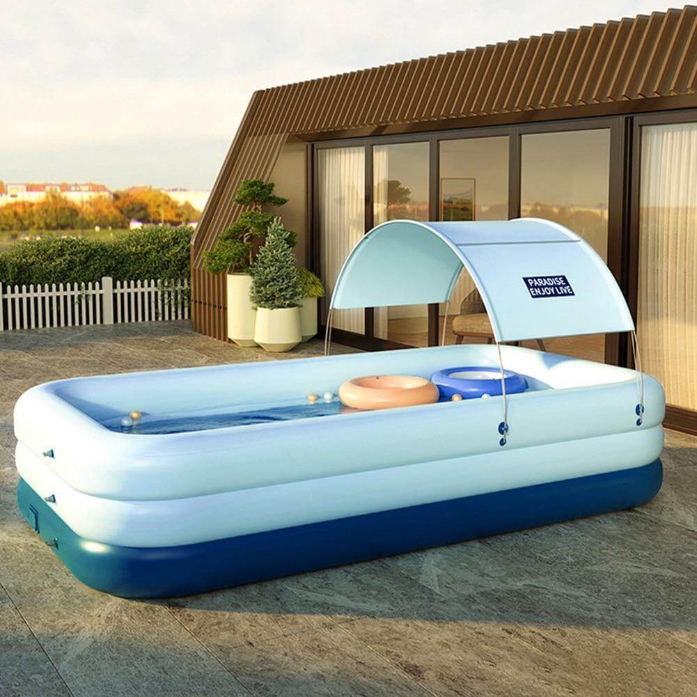 Rectangle Swimming Pool Self Inflatable with Sunshade