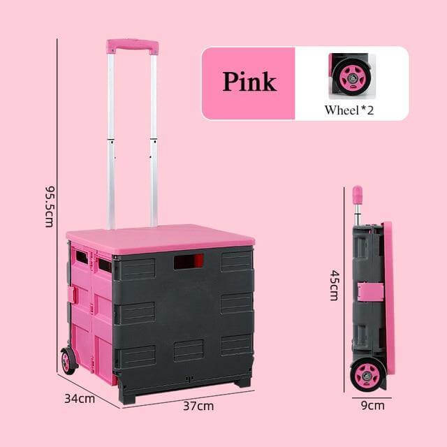 Foldable Portable Grocery Picnic Trolley Storage Cart Box