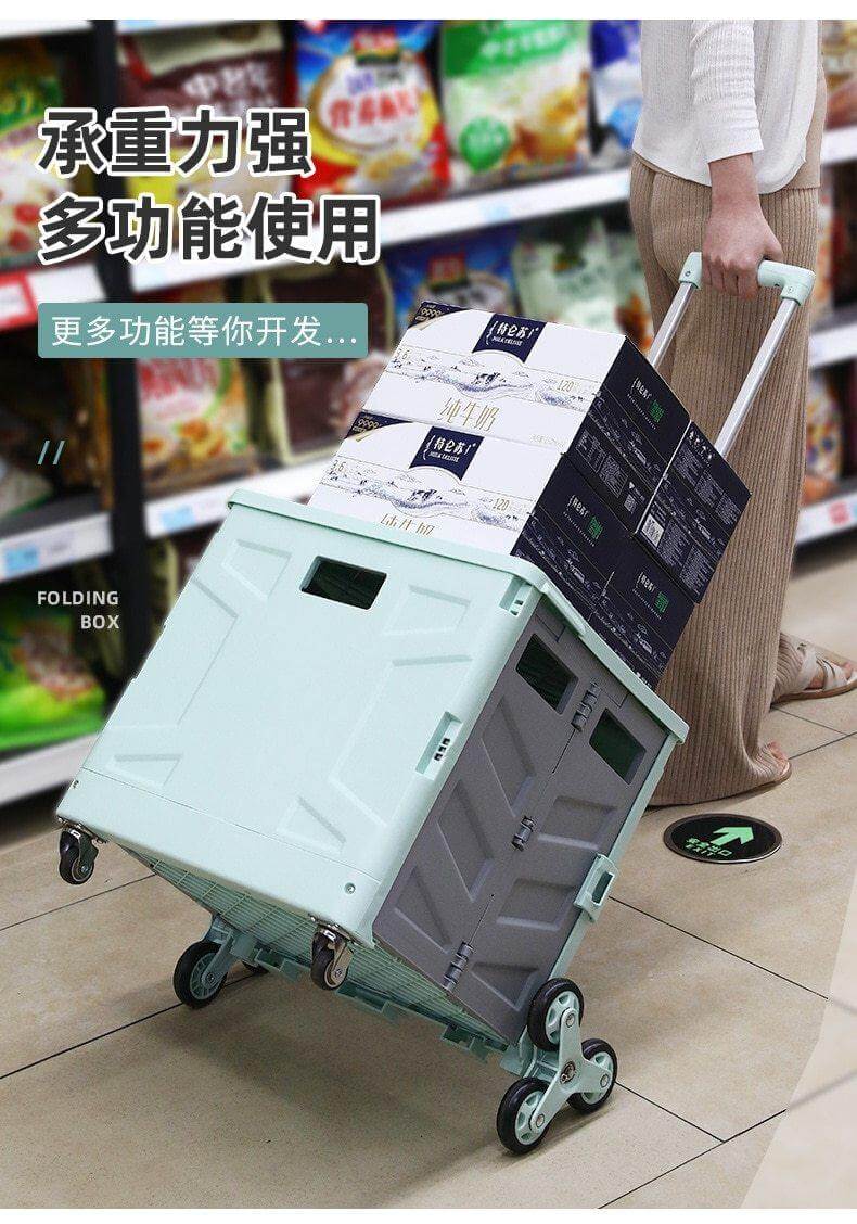 Foldable Portable Grocery Picnic Trolley Storage Cart Box