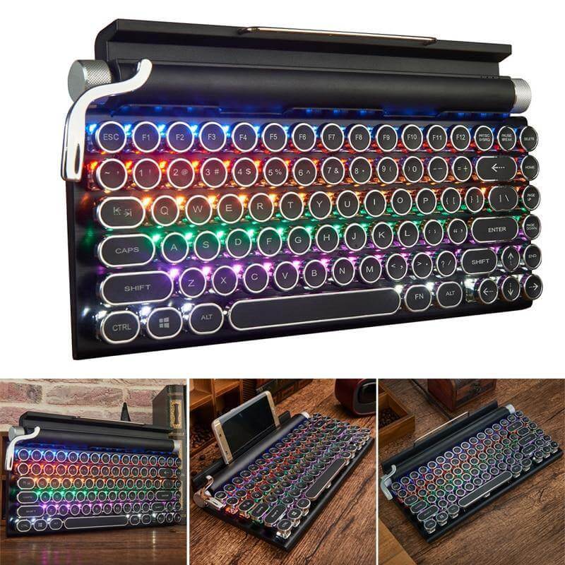 Typewriter Wireless Colorful Backlight Retro Keyboard