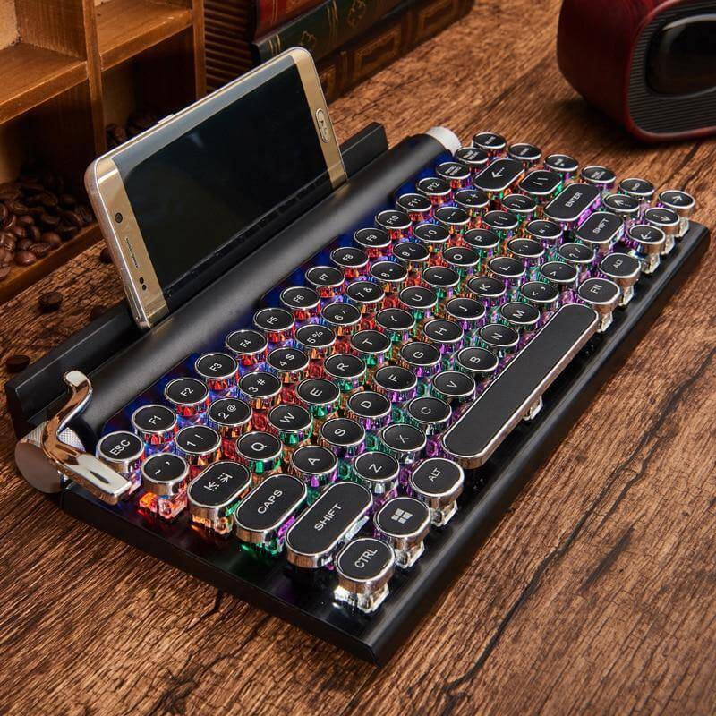 Typewriter Wireless Colorful Backlight Retro Keyboard