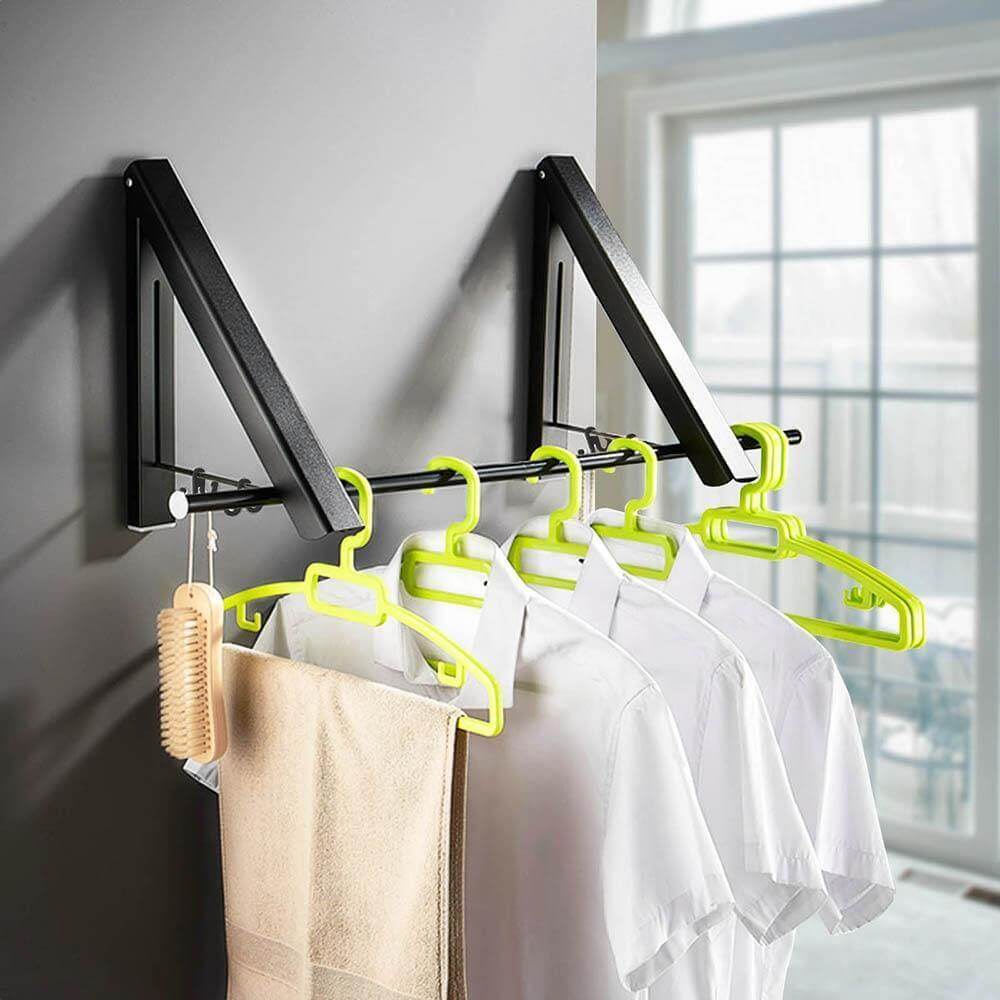 Wall Mounted Retractable Folding Clothes Rack