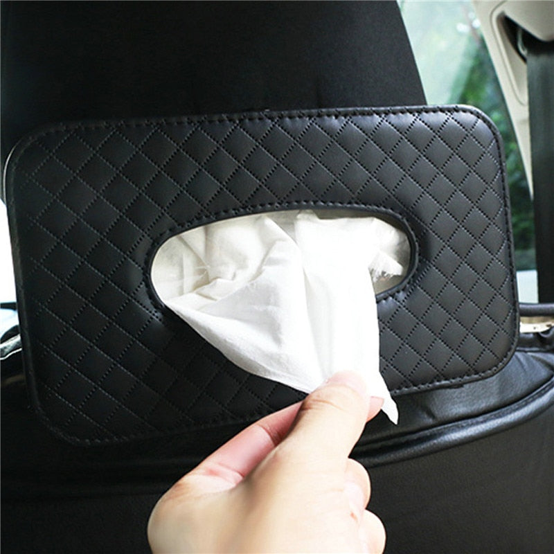 Luxury Leather Hanging Car Tissue Box