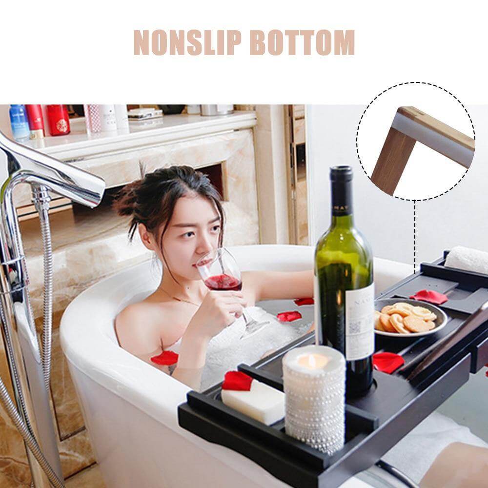 Extendable Bathtub Non-Slip Food Drink Tray