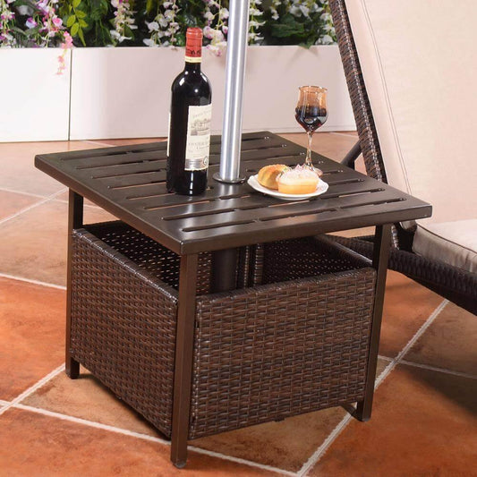 Brown Steel Side Table Outdoor Furniture