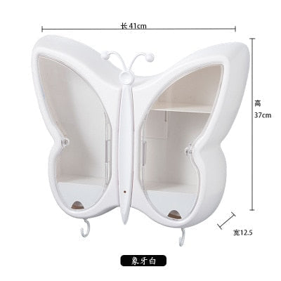 Wall-Mounted Butterfly Bathroom Makeup Organizer