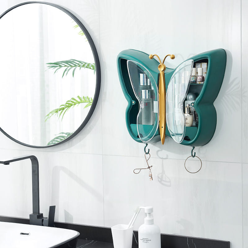 Wall-Mounted Butterfly Bathroom Makeup Organizer