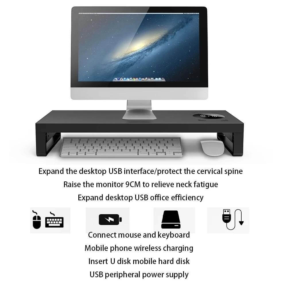 Multifunctional Wireless Charging Desktop Monitor Stand
