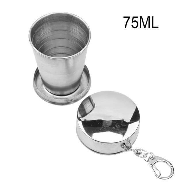 Foldable Portable Stainless Steel Camping Cup With Keychain