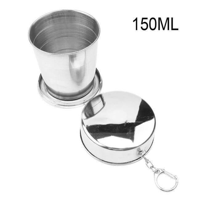 Foldable Portable Stainless Steel Camping Cup With Keychain