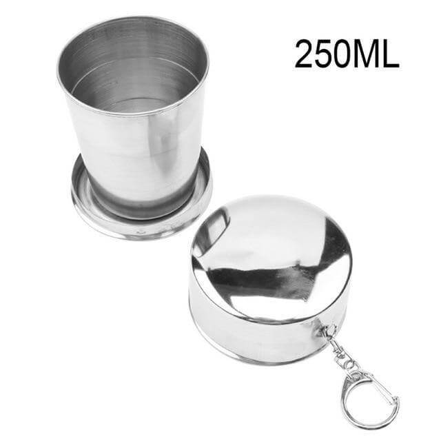 Foldable Portable Stainless Steel Camping Cup With Keychain