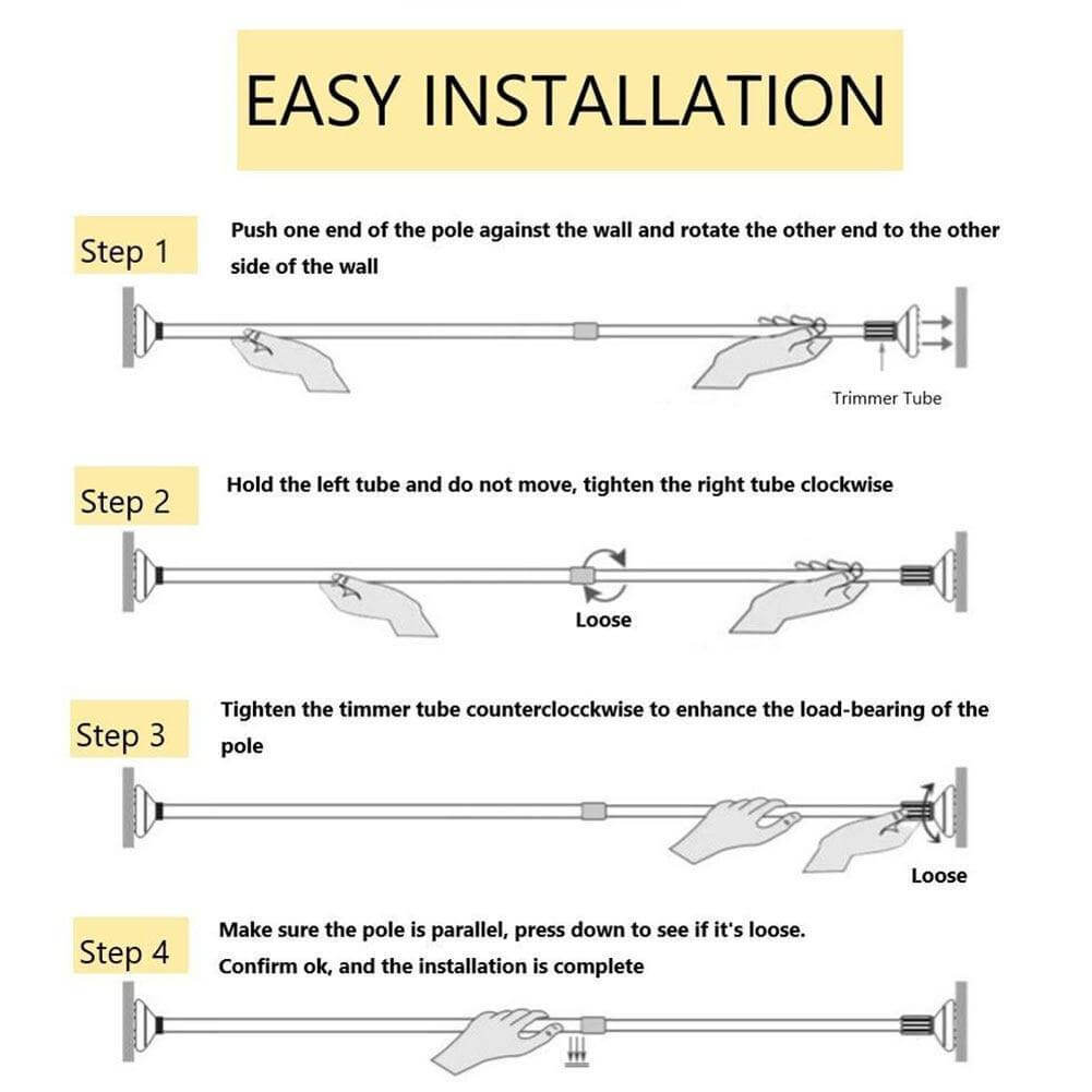 Adjustable Hanger Easy Install Rod