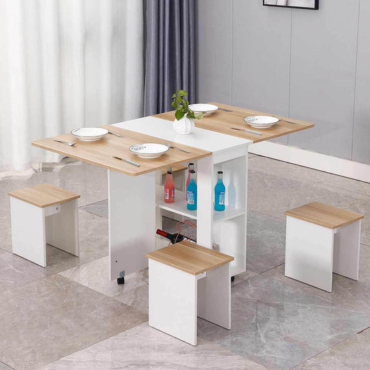 Modern Foldable Wheeled Dining Table Set