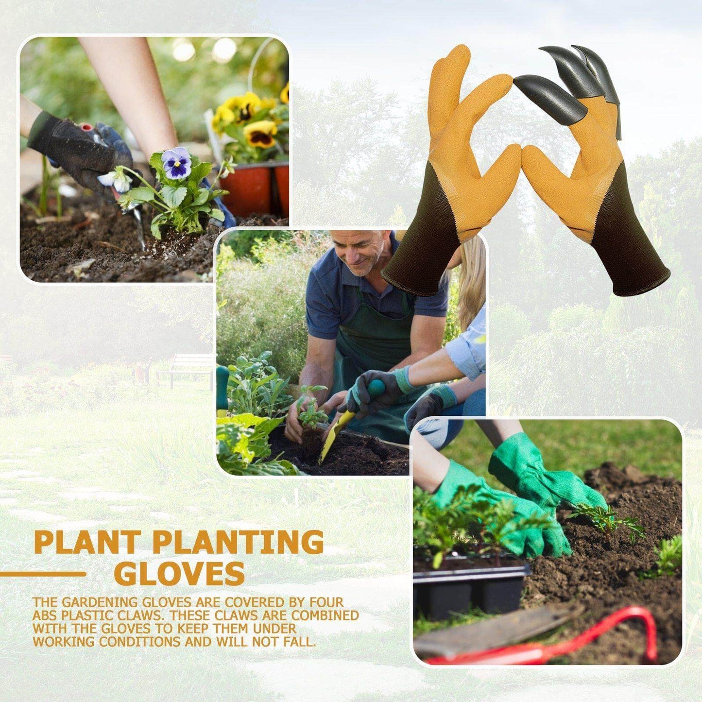 Garden Rubber Gloves with Fingertips Claws