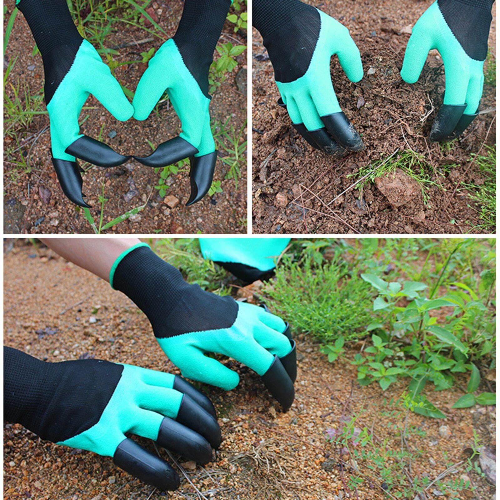 Garden Rubber Gloves with Fingertips Claws