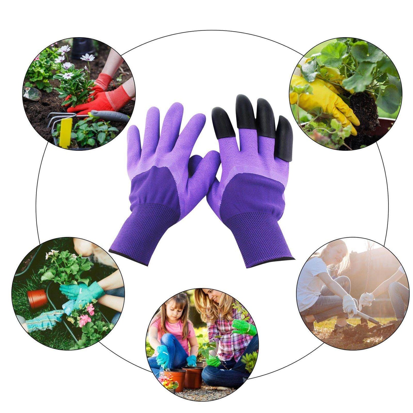 Garden Rubber Gloves with Fingertips Claws