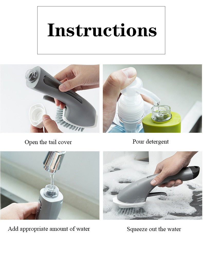 Multi-function Liquid Dispenser Cleaning Brush