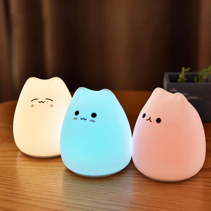 Colorful LED Silicone Touch Sensor Cat Night Lamp