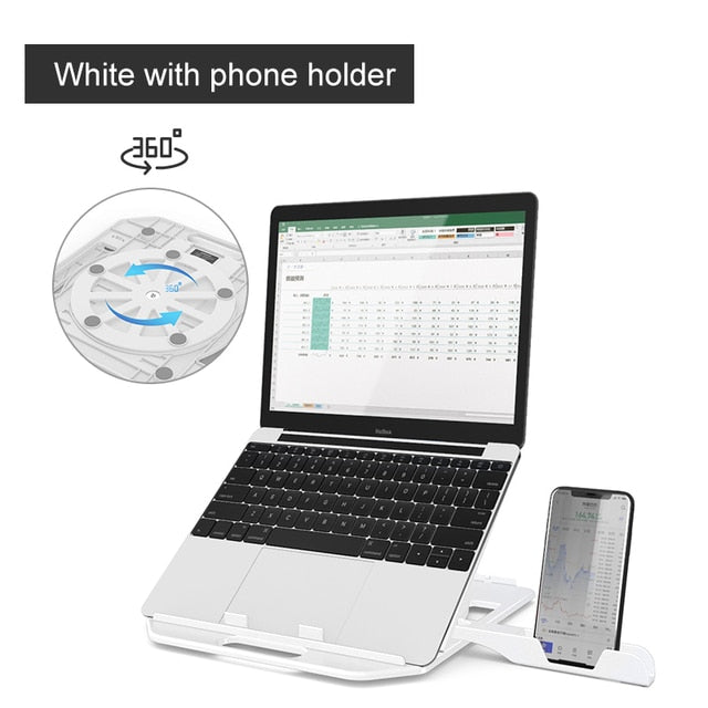 360 Rotating Laptop Stand with Phone Holder - UTILITY5STORE